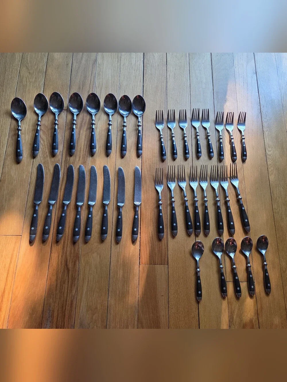 Vintage  Rivet Handle Stainless Flatware Set  37 Total